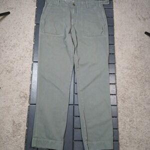 SKU Save Khaki United Pants Men Sz 34 Cotton Linen Flat Front‎ Pockets USA PB92